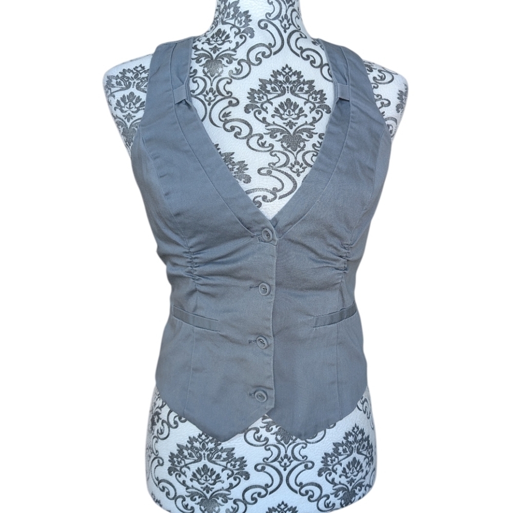Vintage Guess Ruched Vest Top Women Small Grey Y2K - Picture 2 of 9